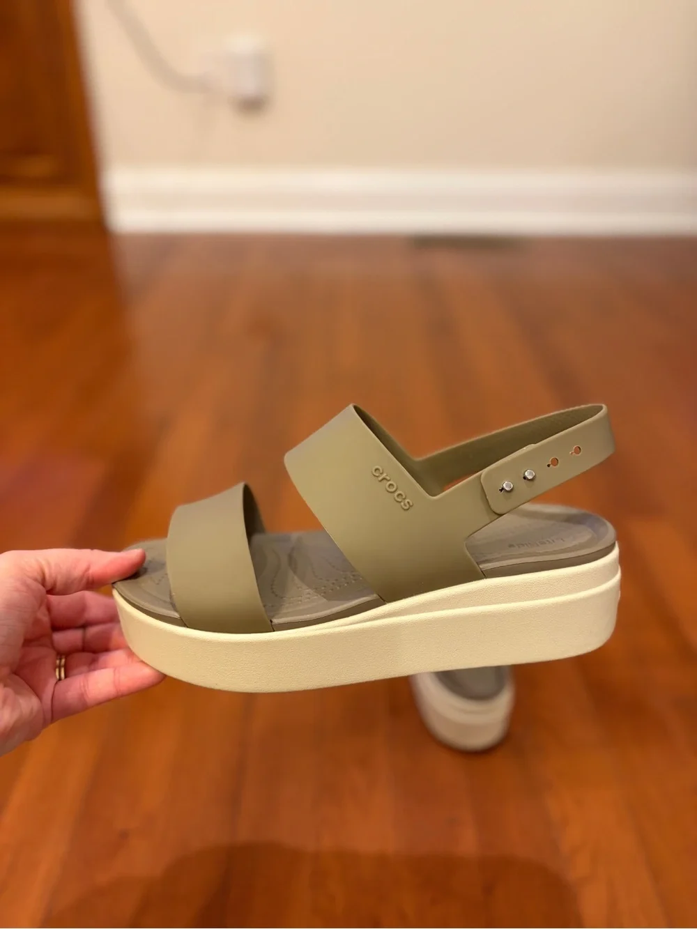 CROCS | Brooklyn Low Wedge Sandals- Khaki Bone